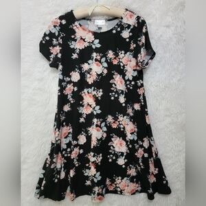 Womens Just Be Butter Soft  Black and Pink Floral Dress Size L